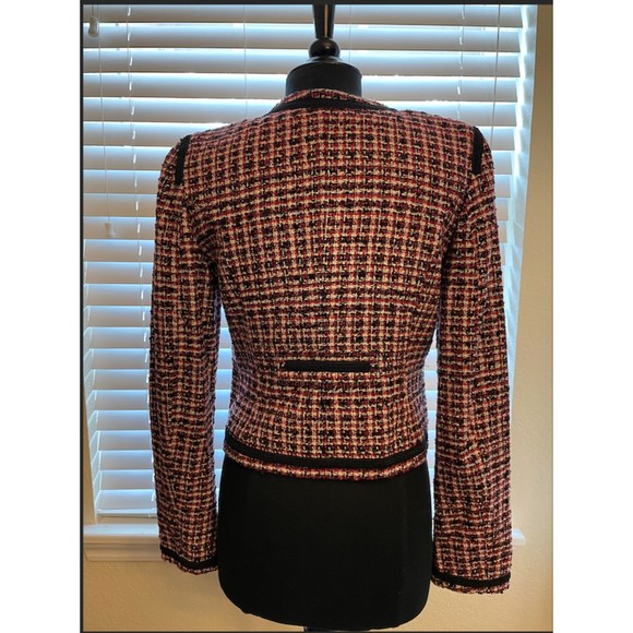 MNG by Mango Tweed Jacket red/black -Sz 8 - Picture 2 of 5